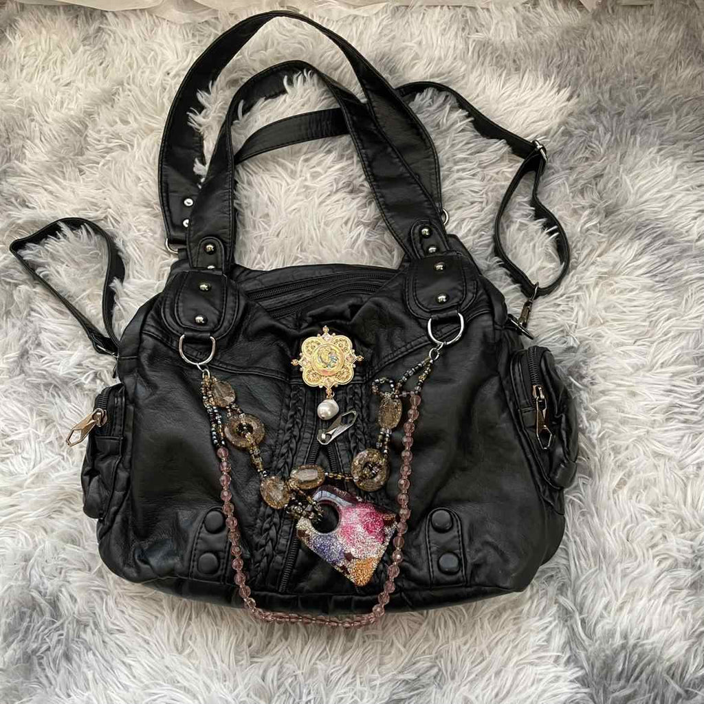 One-shoulder Crossbody Millennium Retro Soft Leather Chain All-match Motorcycle Bag