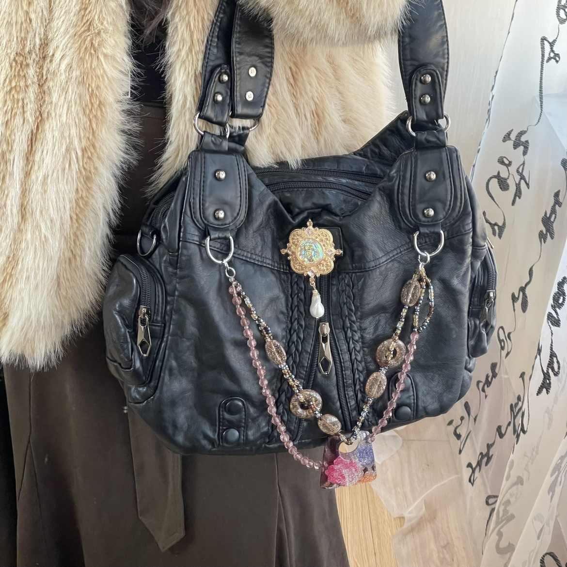 One-shoulder Crossbody Millennium Retro Soft Leather Chain All-match Motorcycle Bag