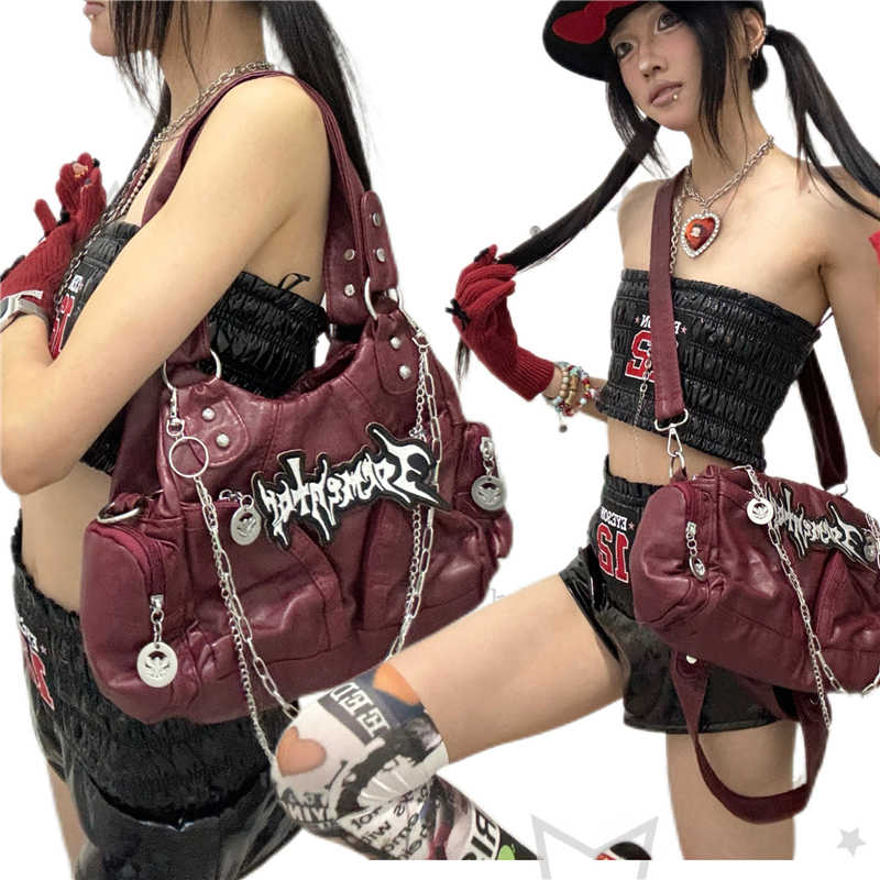 Motorcycle Commuter One Shoulder Y2g Millennium Hot Girl Niche Letter Crossbody Bag