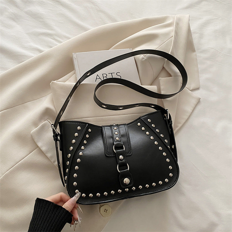 Sophisticated Studded Commuter Underarm Bag A Stylish Minimalist Niche-design Shoulder Or Crossbody Bag